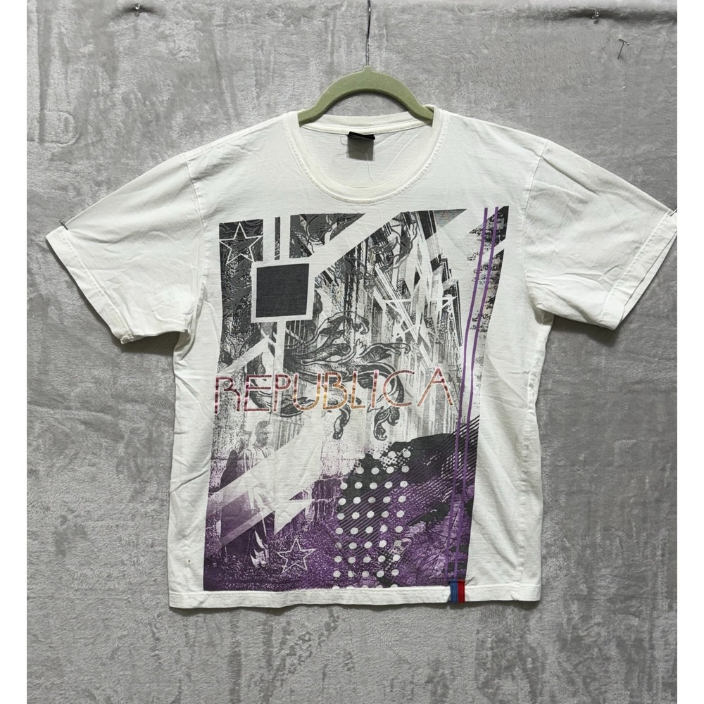 Pride Republica Graphic T-Shirt Mens XL White Purple Short Sleeve‎ Casual Top